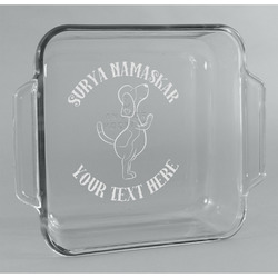 Yoga Dogs Sun Salutations Glass Cake Dish - 8in x 8in (Personalized)
