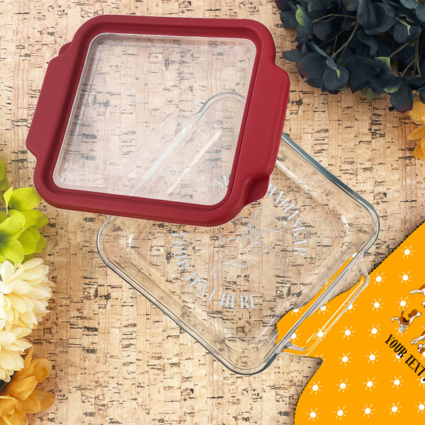 Yoga Dogs Sun Salutations Glass Cake Dish - LIFESTYLE (8x8)