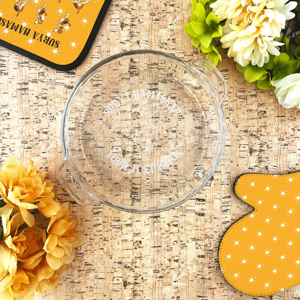 Yoga Dogs Sun Salutations Glass Pie Dish - LIFESTYLE