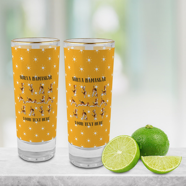 Yoga Dogs Sun Salutations Glass Shot Glass - 2 oz - LIFESTYLE