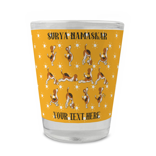 Custom Yoga Dogs Sun Salutations Glass Shot Glass - 1.5 oz - Single (Personalized)