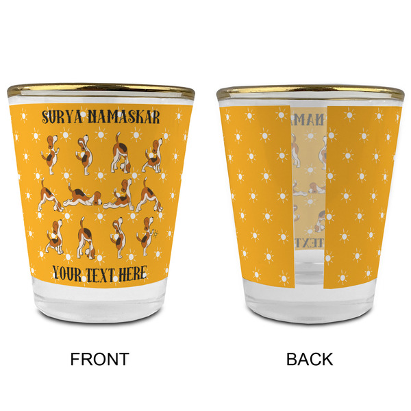 Yoga Dogs Sun Salutations Glass Shot Glass - with gold rim - APPROVAL