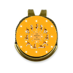 Yoga Dogs Sun Salutations Golf Ball Marker - Hat Clip - Gold
