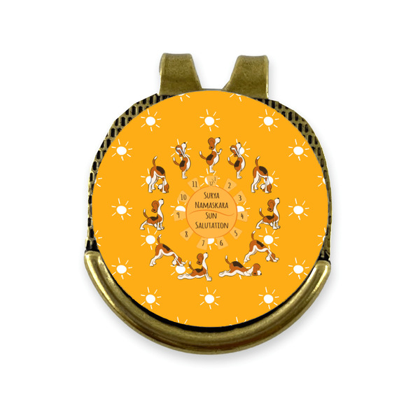 Custom Yoga Dogs Sun Salutations Golf Ball Marker - Hat Clip - Gold