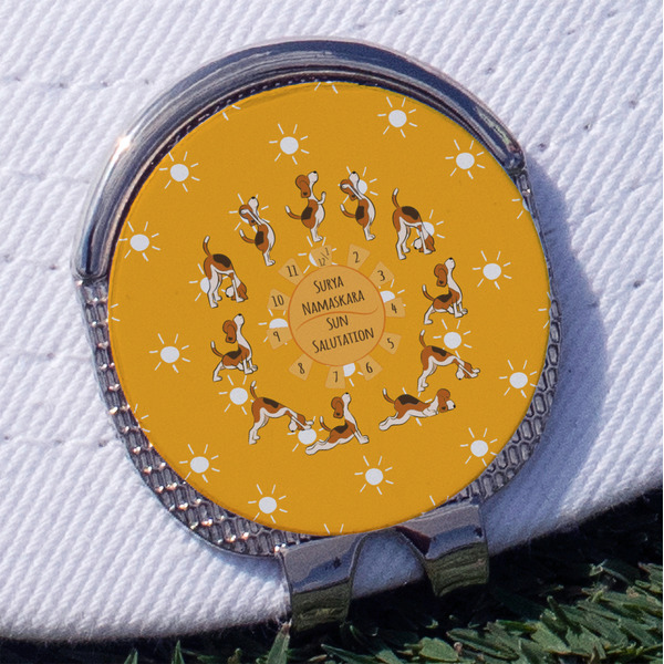 Custom Yoga Dogs Sun Salutations Golf Ball Marker - Hat Clip