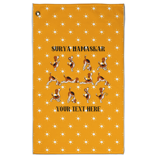 Custom Yoga Dogs Sun Salutations Golf Towel - Poly-Cotton Blend w/ Name or Text