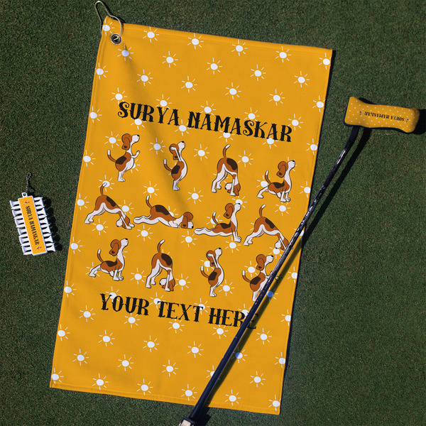Custom Yoga Dogs Sun Salutations Golf Towel Gift Set (Personalized)
