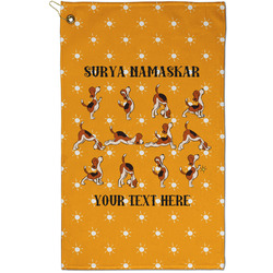Yoga Dogs Sun Salutations Golf Towel - Poly-Cotton Blend - Small w/ Name or Text