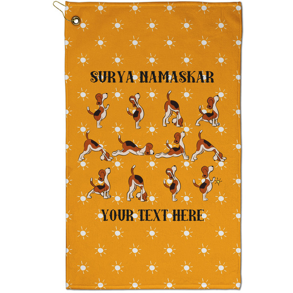 Custom Yoga Dogs Sun Salutations Golf Towel - Poly-Cotton Blend - Small w/ Name or Text