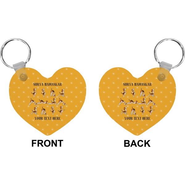 Yoga Dogs Sun Salutations Heart Keychain (Front + Back)