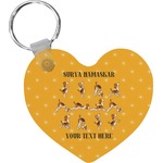 Yoga Dogs Sun Salutations Heart Plastic Keychain w/ Name or Text