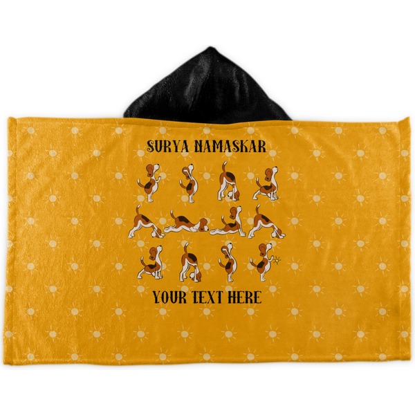 Custom Yoga Dogs Sun Salutations Kids Hooded Towel (Personalized)