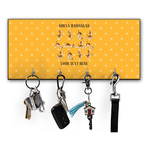 Custom Yoga Dogs Sun Salutations Key Hanger w/ 4 Hooks w/ Graphics and Text