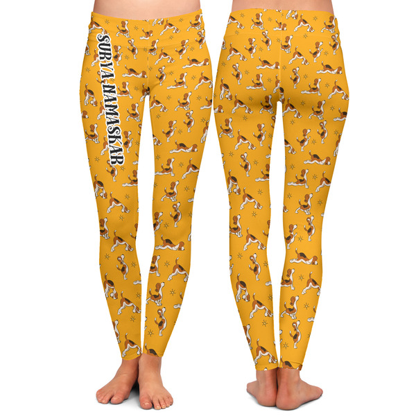 Yoga Dogs Sun Salutations Ladies Leggings - Front and Back