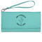 Yoga Dogs Sun Salutations Ladies Wallet - Leather - Teal - Front View