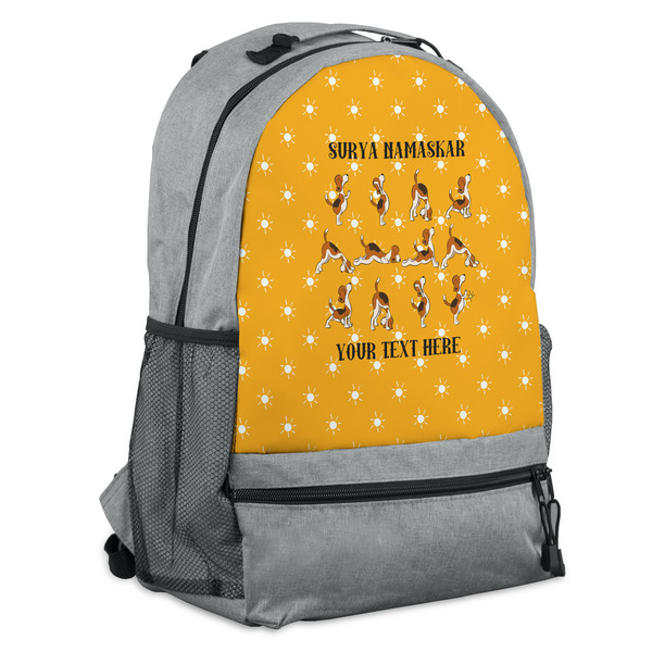 Custom Yoga Dogs Sun Salutations Backpack - Grey (Personalized)