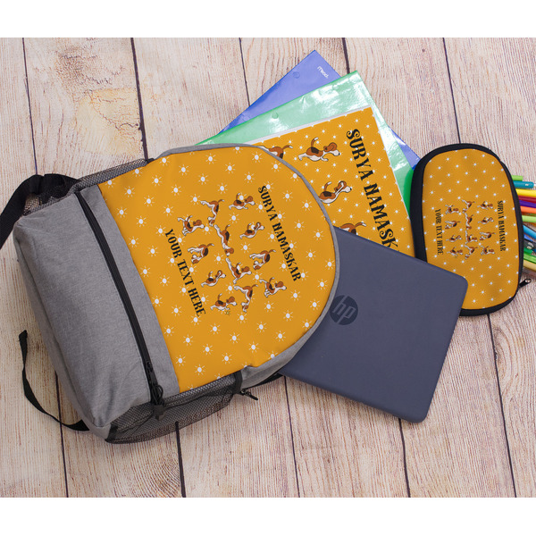 Yoga Dogs Sun Salutations Large Backpack - Gray - With Stuff