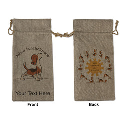 Yoga Dogs Sun Salutations Large Burlap Gift Bag - Front & Back (Personalized)