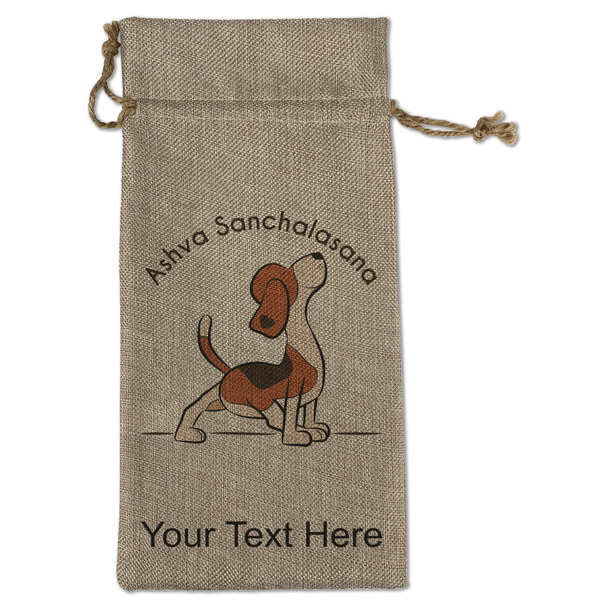 Custom Yoga Dogs Sun Salutations Large Burlap Gift Bag - Front (Personalized)
