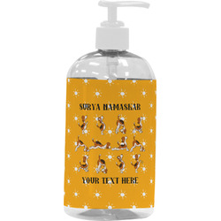 Yoga Dogs Sun Salutations Plastic Soap / Lotion Dispenser (16 oz - Large - White) (Personalized)