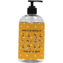 Yoga Dogs Sun Salutations Plastic Soap / Lotion Dispenser (16 oz - Large - Black) (Personalized)
