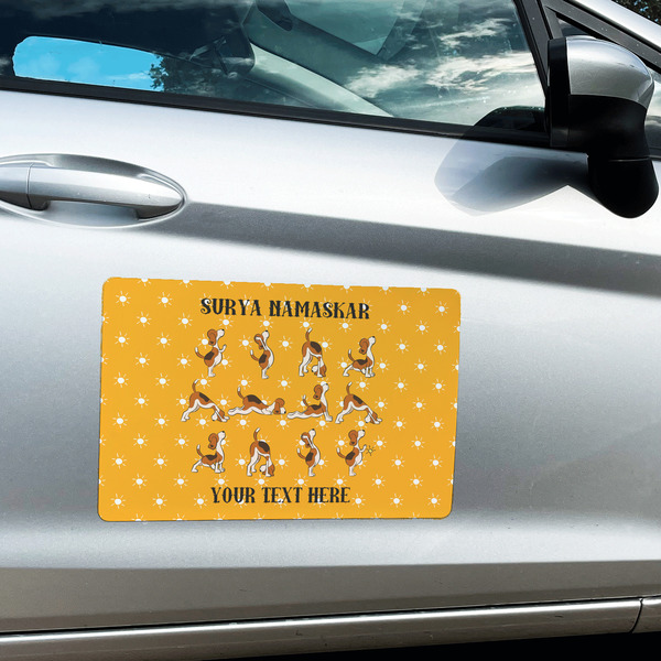 Yoga Dogs Sun Salutations Large Rectangle Car Magnets- In Context
