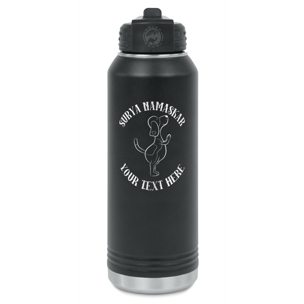 Custom Yoga Dogs Sun Salutations Water Bottle - Laser Engraved - Front (Personalized)