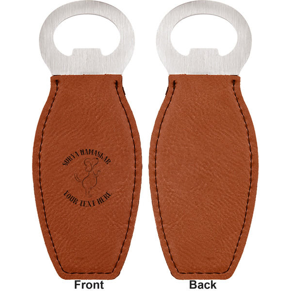 Yoga Dogs Sun Salutations Leather Bar Bottle Opener - Front and Back (single sided)