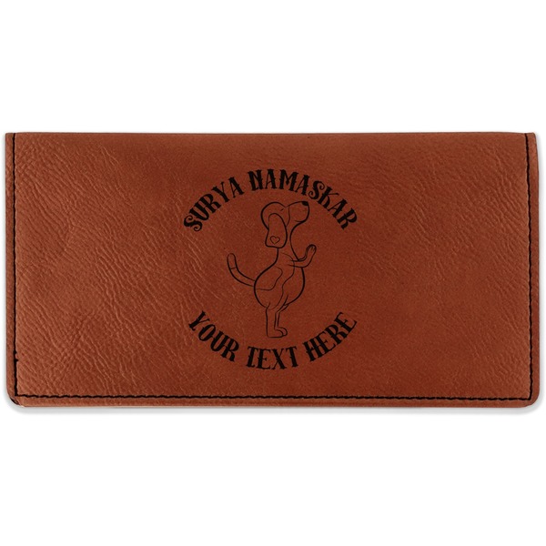 Custom Yoga Dogs Sun Salutations Leatherette Checkbook Holder - Single Sided (Personalized)