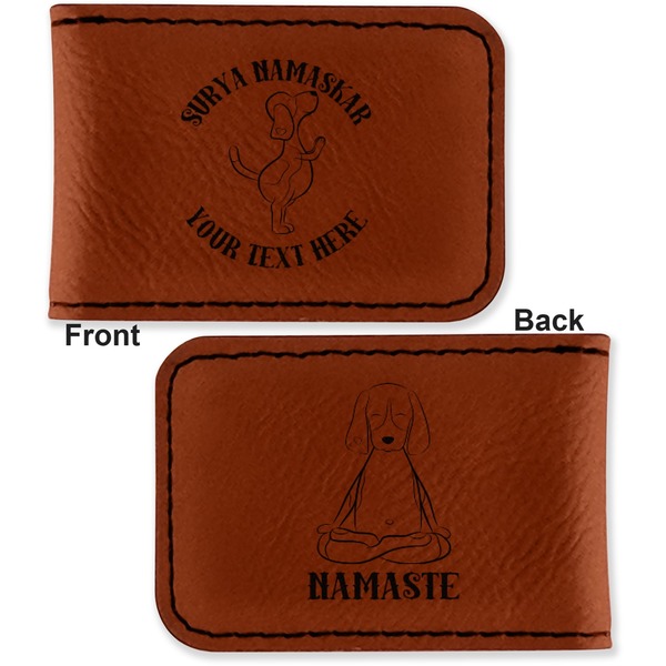 Yoga Dogs Sun Salutations Leatherette Magnetic Money Clip - Front and Back