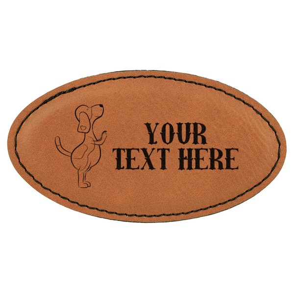 Custom Yoga Dogs Sun Salutations Leatherette Oval Name Badge with Magnet (Personalized)
