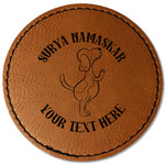 Yoga Dogs Sun Salutations Faux Leather Iron On Patch - Round (Personalized)