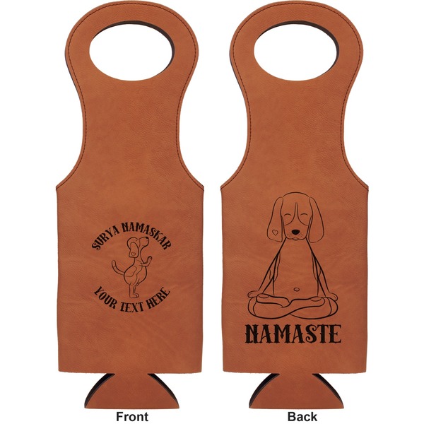 Yoga Dogs Sun Salutations Leatherette Wine Tote Double Sided - Front and Back