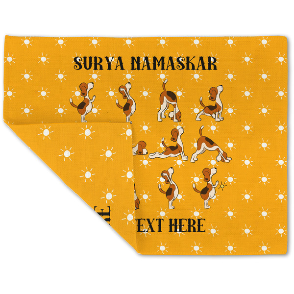 Custom Yoga Dogs Sun Salutations Double-Sided Linen Placemat - Single w/ Name or Text