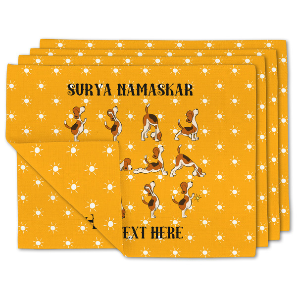 Custom Yoga Dogs Sun Salutations Linen Placemat w/ Name or Text