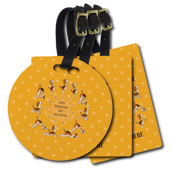 Custom Yoga Dogs Sun Salutations Plastic Luggage Tag (Personalized)