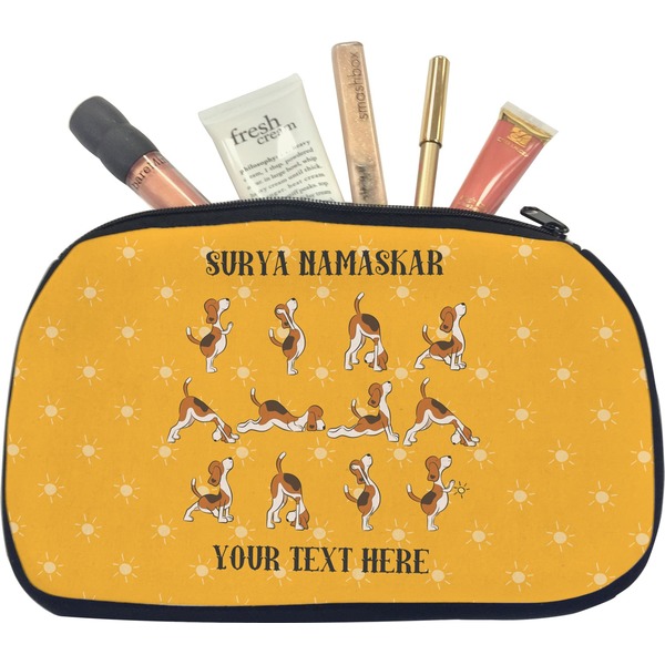Custom Yoga Dogs Sun Salutations Makeup / Cosmetic Bag - Medium (Personalized)