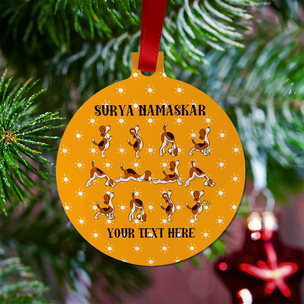 Yoga Dogs Sun Salutations Metal Ball Ornament - Lifestyle