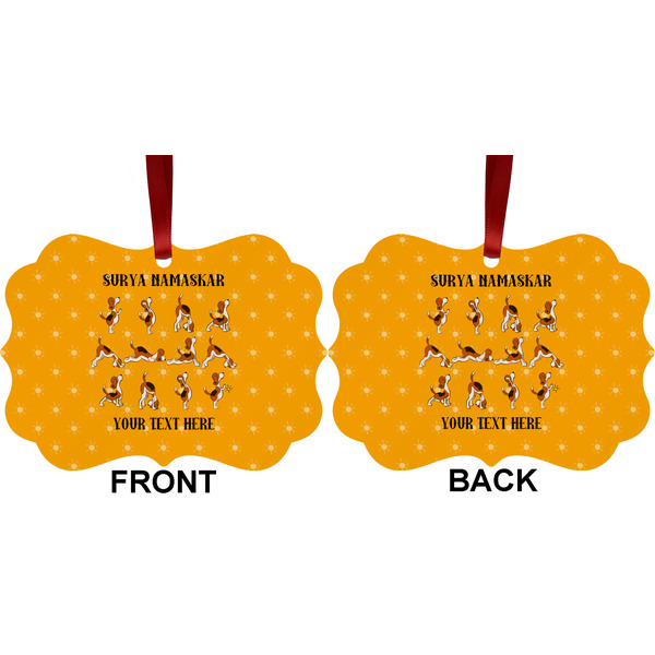 Yoga Dogs Sun Salutations Metal Benilux Ornament - Front and Back (APPROVAL)