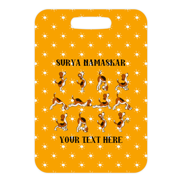 Yoga Dogs Sun Salutations Metal Luggage Tag - Front Without Strap