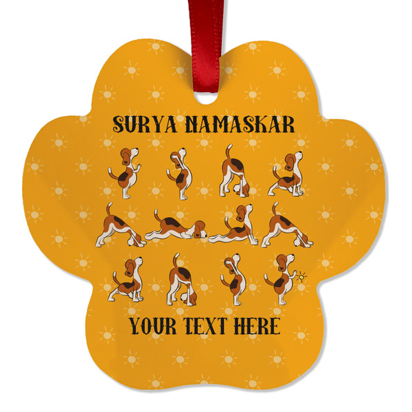 Yoga Dogs Sun Salutations Metal Paw Ornament - Front