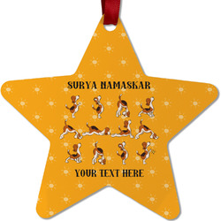 Yoga Dogs Sun Salutations Metal Star Ornament - Double Sided w/ Name or Text