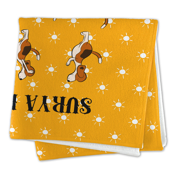 Yoga Dogs Sun Salutations Microfiber Dish Rag - FOLDED (square)