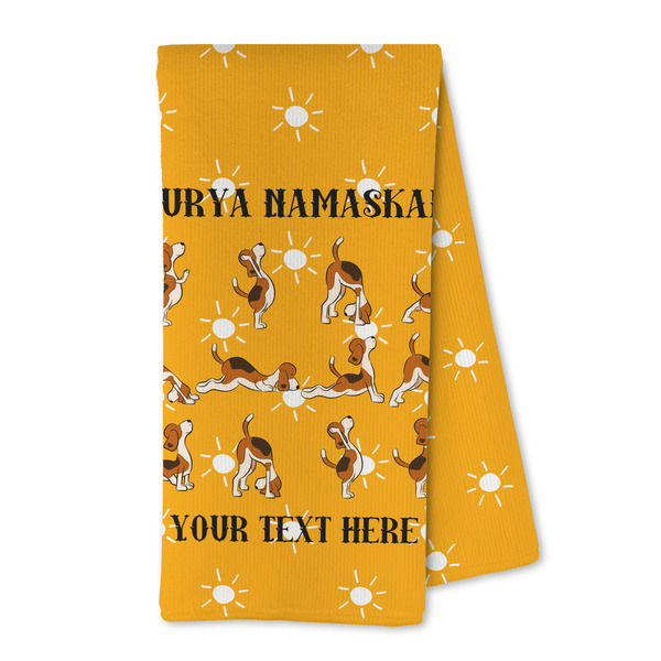 Custom Yoga Dogs Sun Salutations Kitchen Towel - Microfiber (Personalized)