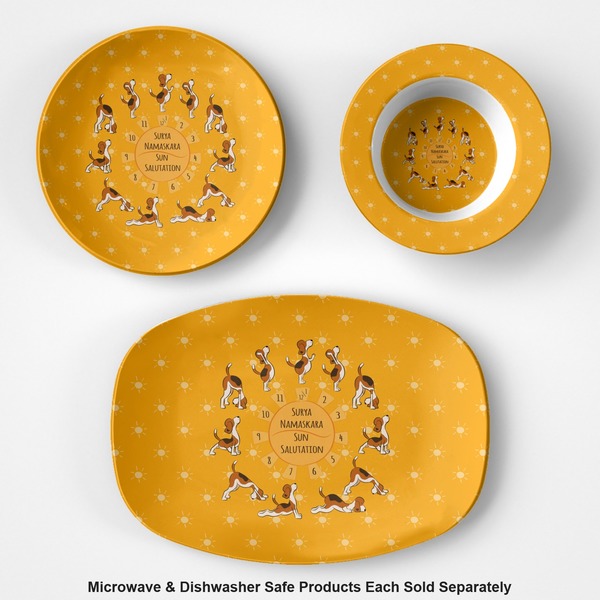 Yoga Dogs Sun Salutations Microwave & Dishwasher Safe CP Plastic Dishware - Group