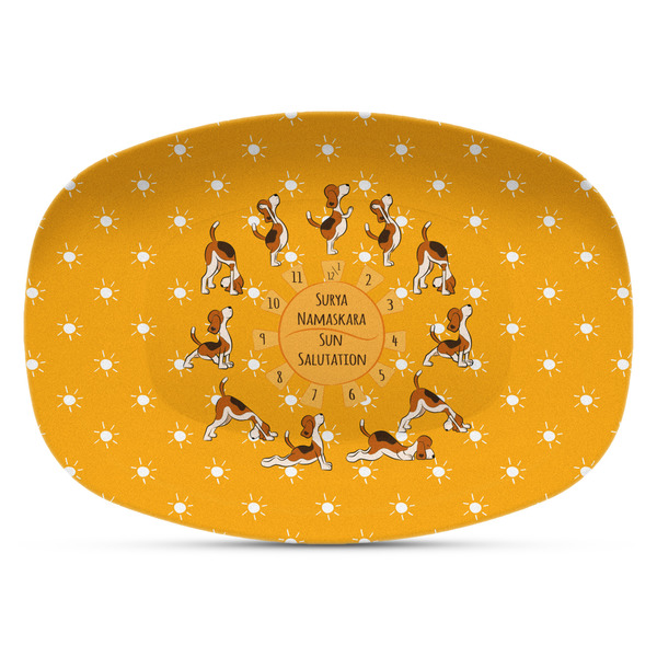 Custom Yoga Dogs Sun Salutations Plastic Platter - Microwave & Oven Safe Composite Polymer