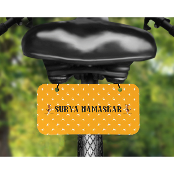 Yoga Dogs Sun Salutations Mini License Plate on Bicycle - LIFESTYLE Two holes