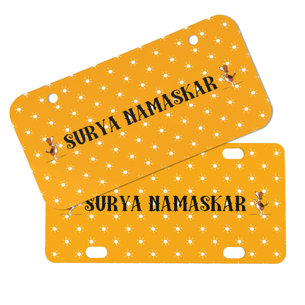Yoga Dogs Sun Salutations Mini License Plates - MAIN (4 and 2 Holes)
