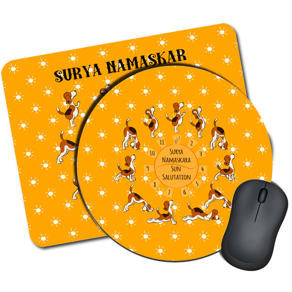 Custom Yoga Dogs Sun Salutations Mouse Pad (Personalized)
