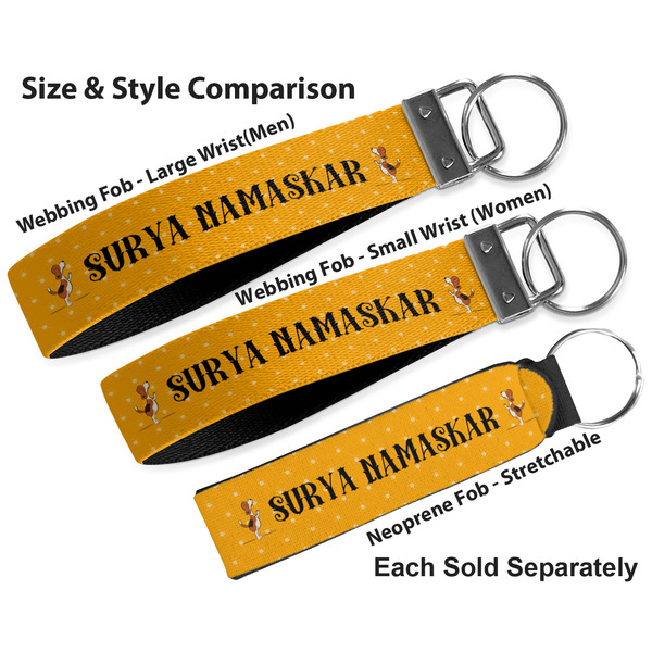 Yoga Dogs Sun Salutations Multiple Key Ring comparison sizes